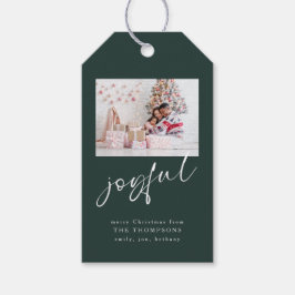 Etiqueta Para Presente Foto moderna - Natal Verde do Script Joyful