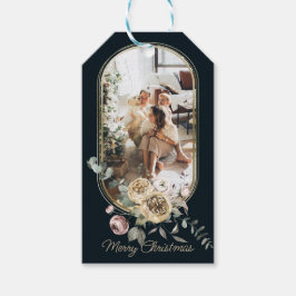 Etiqueta Para Presente Foto personalizada de Natal de Quadro Floral