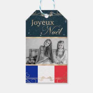 Etiqueta Para Presente Foto Personalizada Feliz Natal Bandeira Francesa N