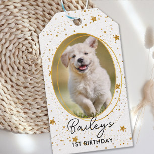 Etiqueta Para Presente Foto personalizada: Pet Dog Birthday - Estrelas Do