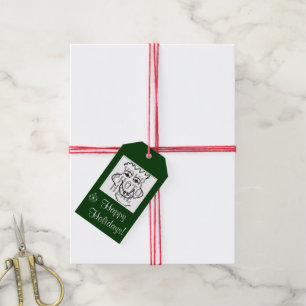 Etiqueta Para Presente Foto quadrada sazonal com verde de cumprimento