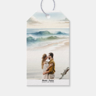 Etiqueta Para Presente Fotografia de casamento à beira-mar com ondas em a