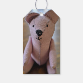 Etiqueta Para Presente Fotografia de Urso de Pelúcia Costurado Antigo