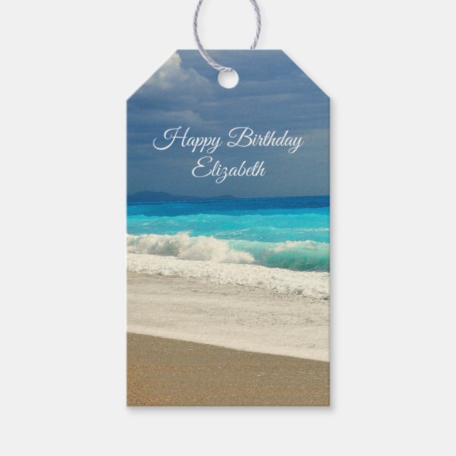 Etiqueta Para Presente Fotografia tropical do Mar Azul, Belo Turquesa (Frente)