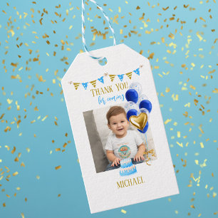 Etiqueta Para Presente Fotos do Primeiro Aniversário de Menino Balão Azul