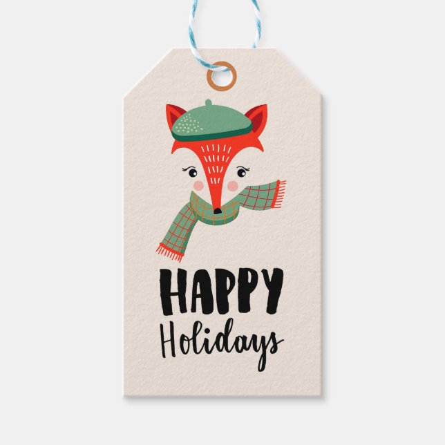 Etiqueta Para Presente Fox de Férias Felizes (Frente)