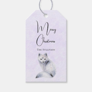 Etiqueta Para Presente Fox Nórdica Bonita com Marcações Florais Natal