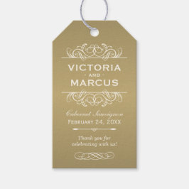Etiqueta Para Presente Frasco de Vinho Monograma Dourado Antiquado