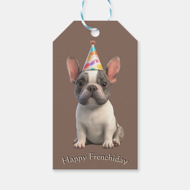 Etiqueta Para Presente French Bulldog Birthday Card (Frente)