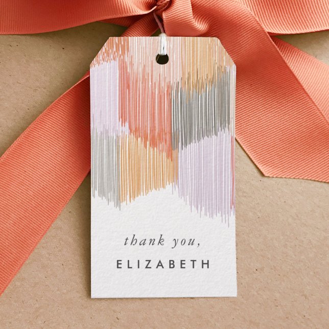 Etiqueta Para Presente Fringe Moderno (Modern fringe coral pink gift tag.)