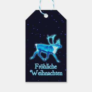 Etiqueta Para Presente Froehliche Weihnachten - Azul-Caribe (Reindeer)