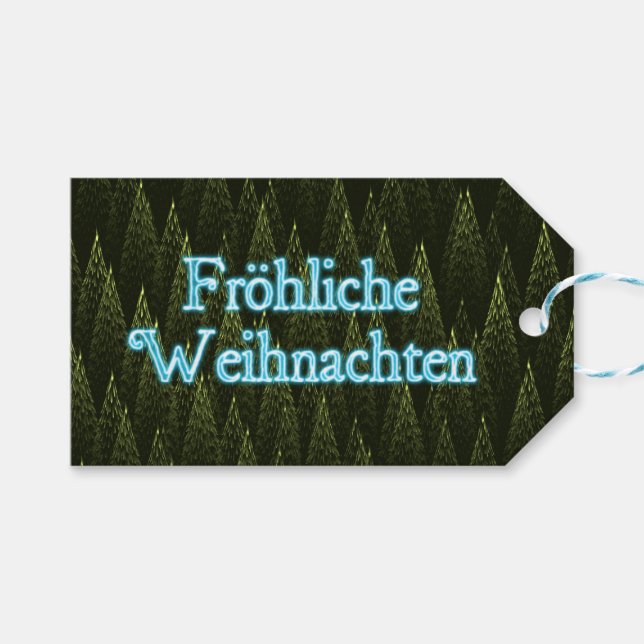 Etiqueta Para Presente Froliche Weihnachten - Coníferas (Frente (horizontal))