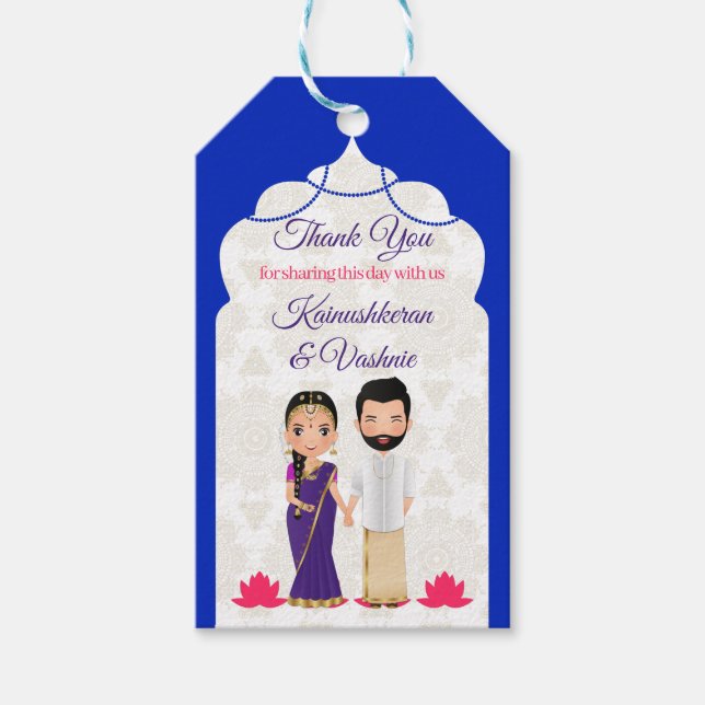 Etiqueta Para Presente Fronteira arábica azul Tamil Telugu (Frente)