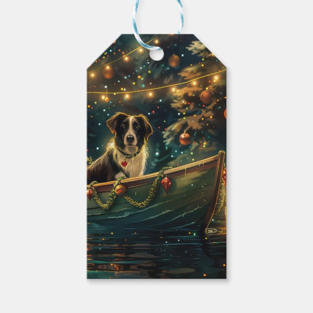 Etiqueta Para Presente Fronteira Collie Natal Voyage Festiva (Frente)