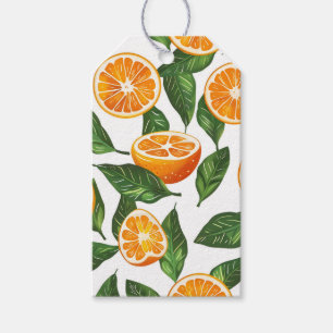 Etiqueta Para Presente Fruta Botânica Laranja Cítrica Sem Costura