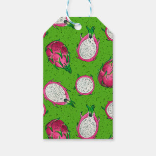 Etiqueta Para Presente Fruta de dragão vermelho em verde