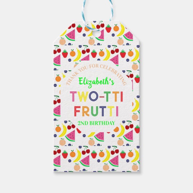 Etiqueta Para Presente Fruta Dois-tti Frutti 2º Aniversário (Frente)