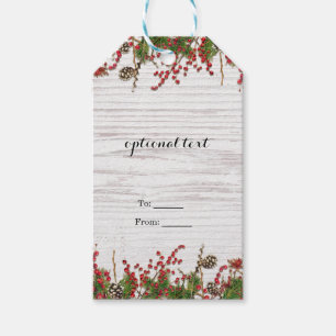 Etiqueta Para Presente Frutas de Natal Country e Elegante Pine Cone