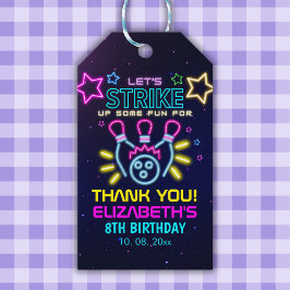 Etiqueta Para Presente Fun Bowling Neon Birthday Girl