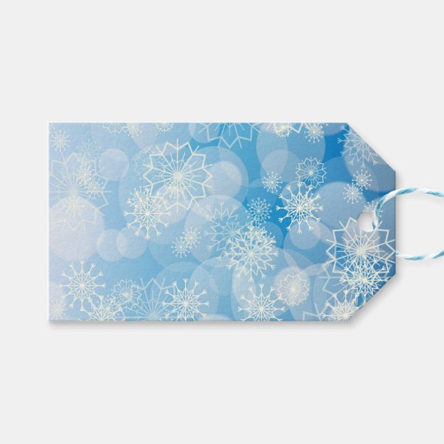 Etiqueta Para Presente Fundo de flocos de neve (Frente (horizontal))