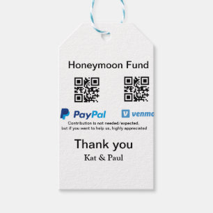 Etiqueta Para Presente Fundo de lua de mel PayPal Venmo código QR obrigad