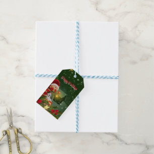 Etiqueta Para Presente Fundo Verde com Branca de Neve e Casa