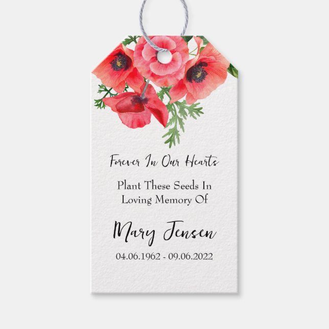 Etiqueta Para Presente Funeral Memorial Poppy Seed Packet (Frente)