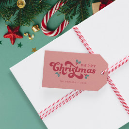 Etiqueta Para Presente Funky Retro 70s Holly Jolly Natal