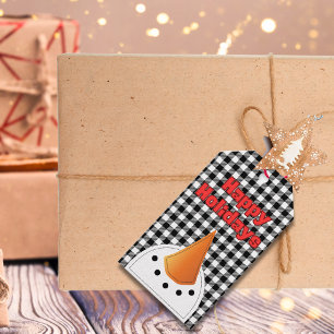 Etiqueta Para Presente Funny Bold Snowman Feliz Férias Russas