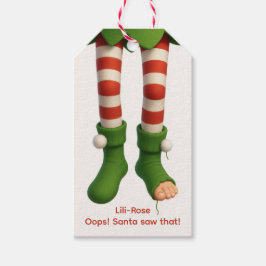 Etiqueta Para Presente Funny Elf Legs | North Pole Mischief Wrapping