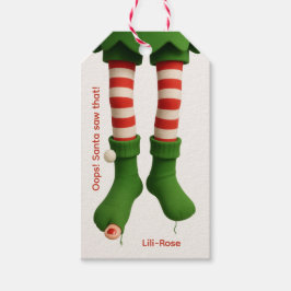 Etiqueta Para Presente Funny Elf Legs | North Pole Mischief Wrapping