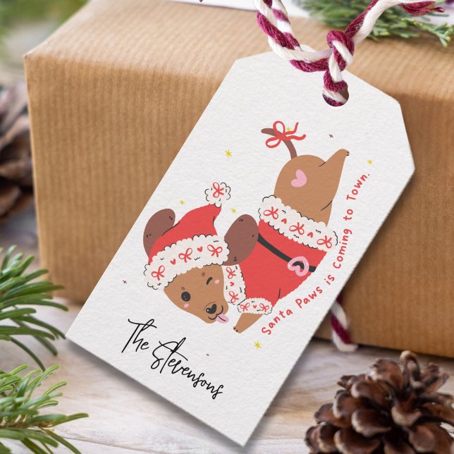 Etiqueta Para Presente Funny Santa Dachshund Holiday (Criador carregado)