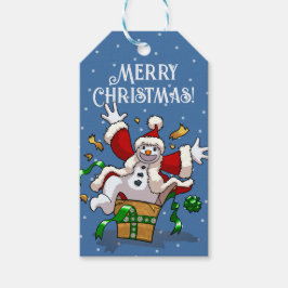 Etiqueta Para Presente Funny Snowman Merry Christmas Surprise Cartoon