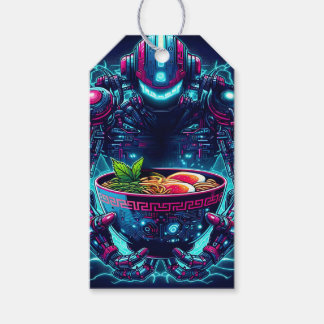 Etiqueta Para Presente Futuristic Cyberpunk Robot Neon Food Ramen