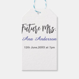 Etiqueta Para Presente Futuro sobrenome da sra noiva futura cinza roxo no