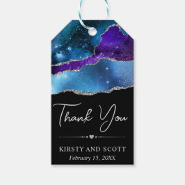 Etiqueta Para Presente Galáxia de Aquarela Glitter Casamento de Ágata