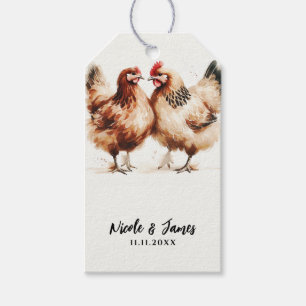 Etiqueta Para Presente Galininhas Marrons Aquarela Casamento Rústico