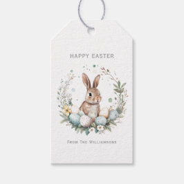 Etiqueta Para Presente Garland de Ovos de Páscoa de primavera Bunny Perso
