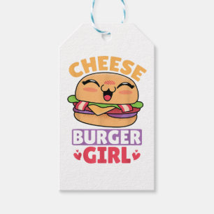 Etiqueta Para Presente Garota Cheeseburger, Mulheres Hamburger e Cheesebu