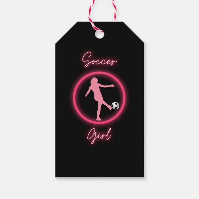 Etiqueta Para Presente Garota de Futebol Pink Glow   (Frente)