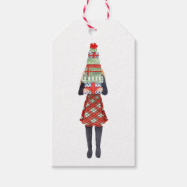 Etiqueta Para Presente Garota de Moda Comprada de Natal com Aquarela