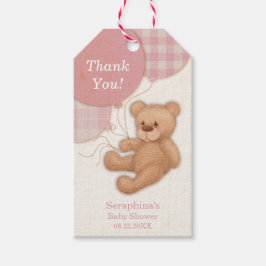 Etiqueta Para Presente Garota Rosa Balão Teddy Bear Muito Obrigado