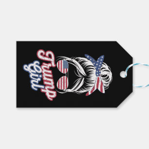 Etiqueta Para Presente Garota Trump Cabelo Desgrenhado Vintage Bandeira A