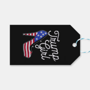 Etiqueta Para Presente Garota Trump Salto Alto Bandeira Americana Brilho 
