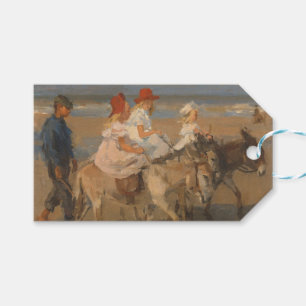 Etiqueta Para Presente Garotas Andando Donkeys na Praia