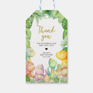 Etiqueta Para Presente Garoto Verde Dinossauro Chá de fraldas Favorecer E