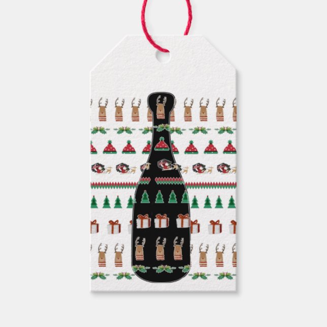 Etiqueta Para Presente Garrafa de Champanhe de Natal (Frente)