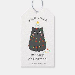 Etiqueta Para Presente Gatinho Cinza Fofo Meowy Natal Personalizado Féria
