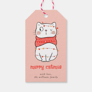 Etiqueta Para Presente Gatinho Fofo com Tag de Presente Luz de Corda Aleg