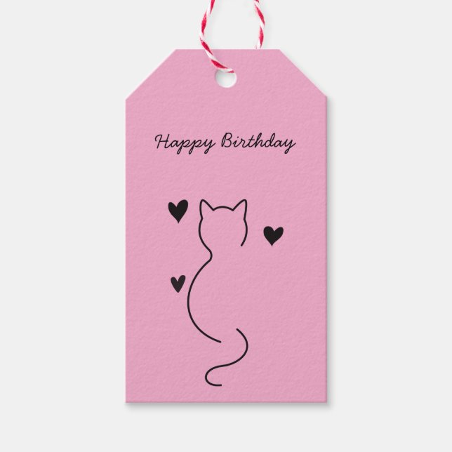 Etiqueta Para Presente gatinho fofo diz: parabéns. (Frente)